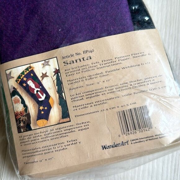 NIB Vintage 90’s Hodge Podge Quilt Felt Applique Santa Christmas Stocking Kit - Picture 3 of 3